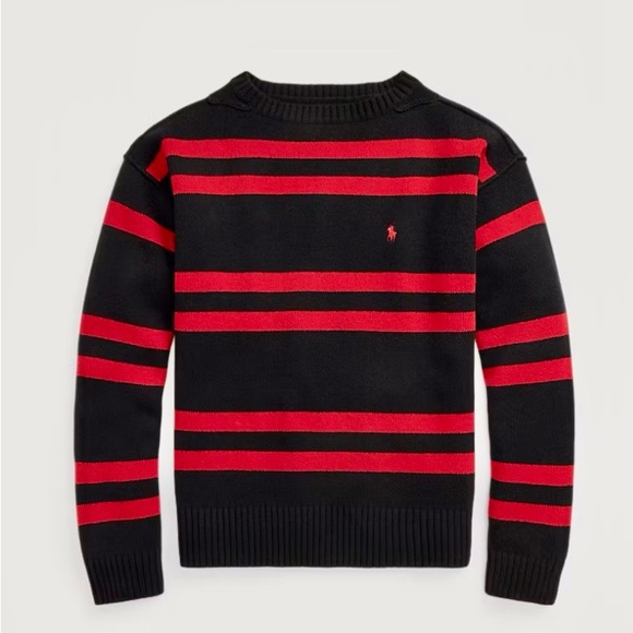 Men’s Ralph Lauren Red and Black Striped Wool Sweater Size XL New Without Tag - Picture 2 of 10
